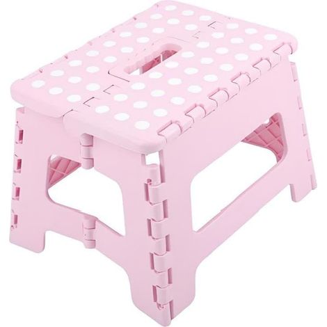jusqu'à 150 kg, hauteur : 22 cm, marchepied pliable, tabouret pliable, pour enfants, rose