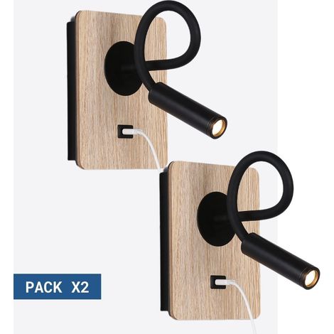 Lotto x 2 - Applique da parete flessibile con porta USB "LONDON (1/4)