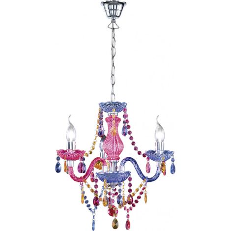 Kronleuchter 3-armig Lüster Multicolor Deko Anhänger Trio Beleuchtung
