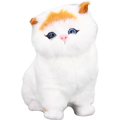 Realistische, handliche Katze, simuliertes Miauen, Katzenspielzeug, Geburtstagsgeschenk (mit eingebauter Batterie, Modell: große gelbköpfige Katze) (1/5)