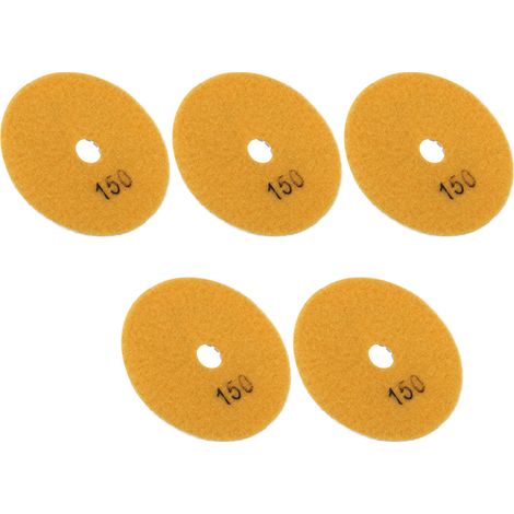 5-teiliges Set mit 4-Zoll-Diamant-Nasspolierpads, weichen Schleifscheiben für Marmor, Granit und Keramik, Körnung 150 (1/5)