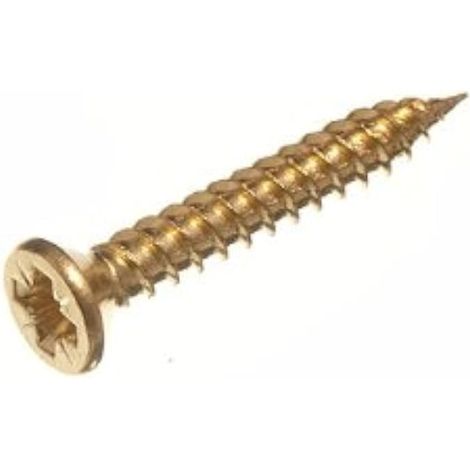 One Stop DIY Lot de 250 vis à bois double filetage en acier plaqué laiton CSK n°6