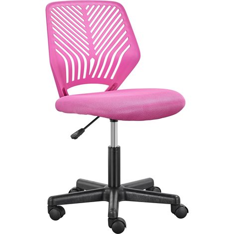 Yaheetech – Chaise de bureau ergonomique rose – Dossier 'S' pour soutien lombaire – Hauteur réglable 43-56 cm – Charge max 136 kg – Base pivotante 360° (1/5)