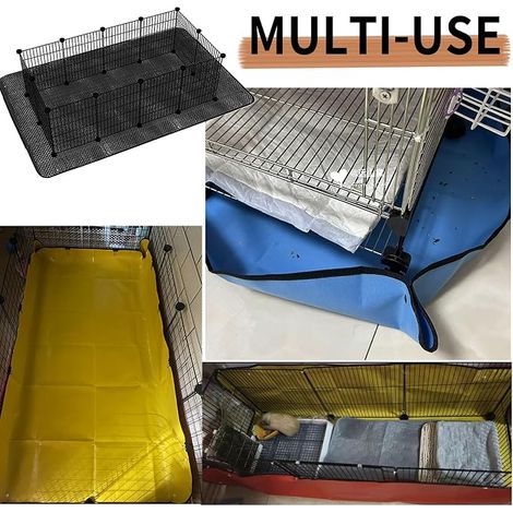 Tapis de Parc imperméable pour Animal Domestique, 150 x 100 cm, Base réutilisable pour Lapins, Lapins, furets et Autres Petits Animaux (Noir) (1/2)