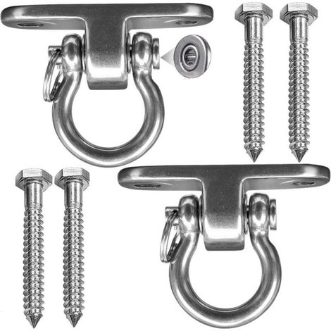 2 Pièces crochets acier inoxydable très résistants, crochets de plafond rotatifs à 180° kit de suspension fixation de hamac avec palier pour Chaise Suspendue (1/5)