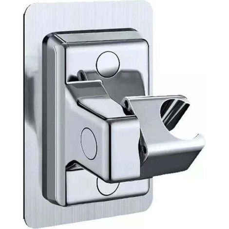 (Silver) Set of 2 Adjustable Self-Adhesive Wall-Mounted Shower Head Holders for Shower Heads Bathroom Accessories (1/4)