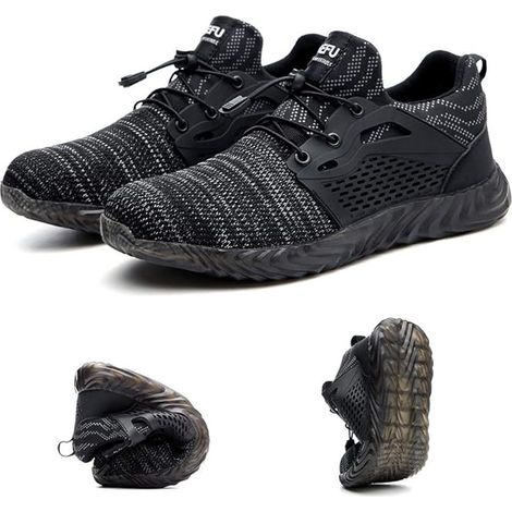 Chaussures de sécurité homme femme, bottes de chantier industriel, sneakers avec embout acier, basket protection travail, EUR 43 gris. (1/4)