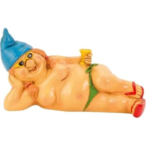 1 Statue de jardin gnome, résine extérieure, 15 cm, décoration humoristique pour pelouse, clôture et porche (1/5)