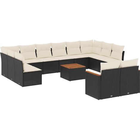 Maison Exclusive - 13-tlg. Garten-Sofagarnitur mit Kissen Schwarz