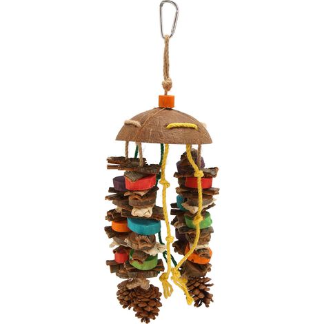 Jouets pour cage à perroquets : blocs de bois colorés en coquille de noix de coco, jouet à mâcher pour perroquets de grande et moyenne taille (1/5)