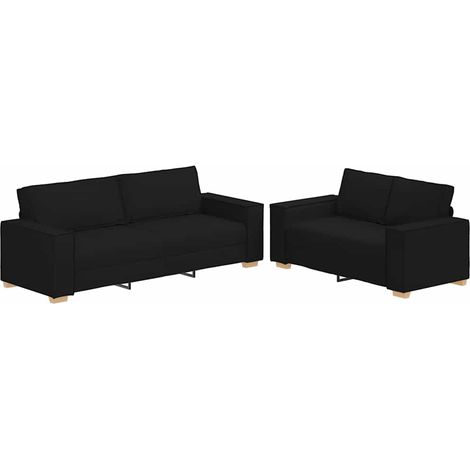 vidaXL Set di Divani 2 pz con Cuscini Nero in Tessuto (1/5)