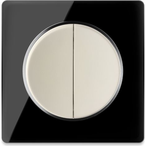 Serienschalter 2fach beige mit Glas-Abdeckrahmen schwarz (1/4)