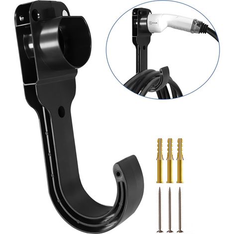 Support mural pour câble de recharge de type 2 pour véhicule électrique, compatible avec la norme IEC 62196-2 et les prises murales de garage (1 pièce). (1/5)
