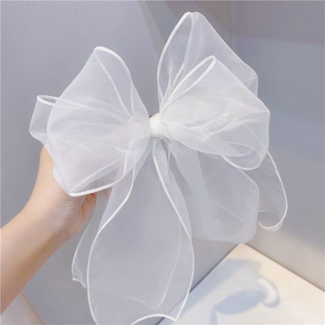 Barrette Nœud Femme Pinces à Cheveux Tissu Coloré Fille Accessoire Mignon Style Blanc (1/3)