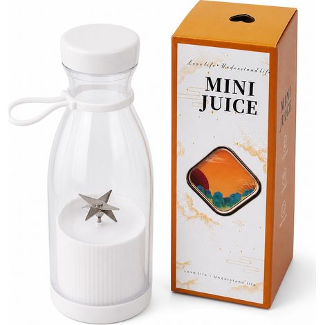 Blender Portable Rechargeable Blanc, Gobelet à Jus à 6 Lames pour Maison, Voyage et Étudiants (1/5)