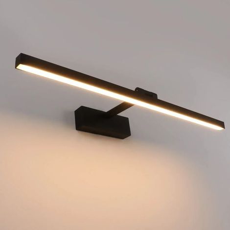 Lampe Miroir LED Salle de Bain 50cm, 12W, IP44 Étanche Applique Murale Salle de Bain 180° Rotatif, Lumière Miroir Salle de Bain Moderne, Blanc Chaud 3000K, Schwarz，Noir [Classe énergétique F] (1/5)