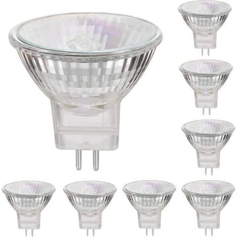 (Lot de 8) MR11 Ampoules Halogènes 12V 35W GU4 Projecteur à Base Bi-Pin Dimmable Couvercle en Verre 35mm Diamètre Blanc Chaud 2800K [Classe énergétique G] (1/4)