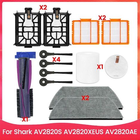 Kit de 12 filtres, brosses et lingettes de nettoyage pour aspirateurs Shark AV2820S, AV2820XEUS et AV2820AE (1/5)