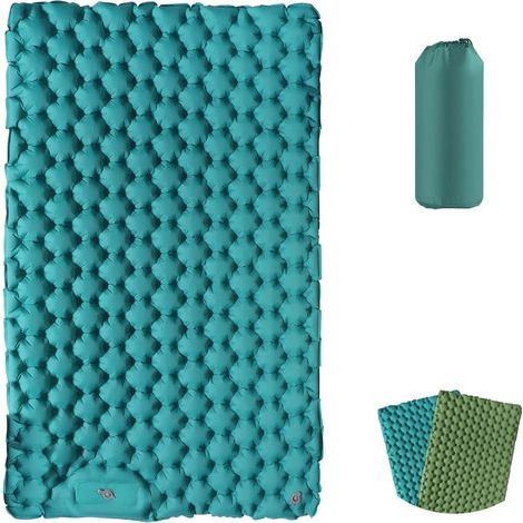 Matelas Gonflable Camping 2 Personnes Matelas Autogonflant 123CM Matelas Randonnée Tapis de Couchage Autogonflant Matelas de Camping avec Pompe à Pied Matelas Pliable L'extérieur Paon Bleu (1/5)