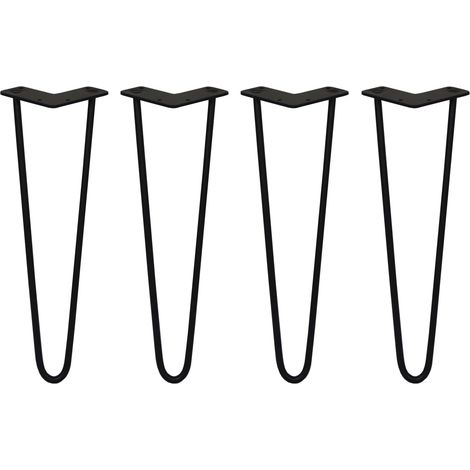 4 x 16" Hairpin Legs - 2 Prong - 10mm - Black (1/5)