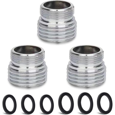 Kit adaptateur de robinet en 3 pièces (M20 mm mâle vers M18 mm mâle) pour aérateur de cuisine, adaptateur de robinet d'évier, connexion de tuyau d'arrosage, filtre à eau et tuyau standard. (1/5)