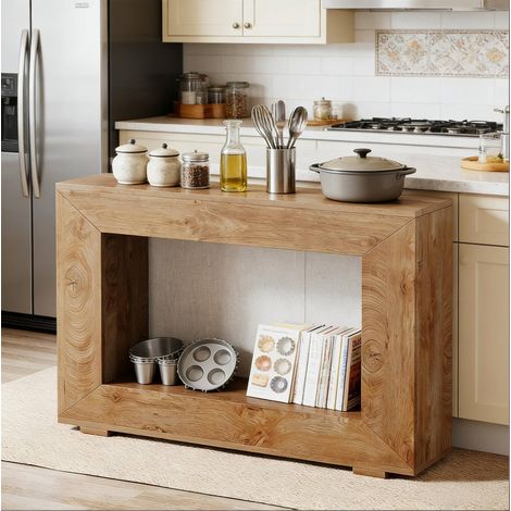 Consolle da ingresso in legno marrone, 120 x 30 x 83,5 cm, stile country DESVIAE (1/5)