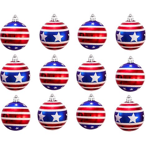 Boule Décorative 4 Juillet - Ornement Suspendu Fête Nationale Américaine - Décoration Patriote Été - Lot de 12 Pièces (1/5)