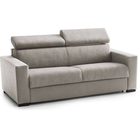Dmora - Canapé fixe Dfrar, Canapé 3 places, 100% Made in Italy, Canapé Salon, en tissu matelassé, avec appuis-tête réglables et accoudoirs standard, Cm 220x95h85, Tourterelle