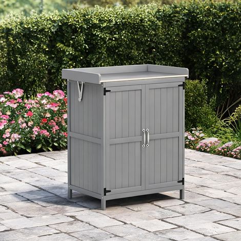 Armoire de jardin avec plan de travail bois et acier double (1/5)