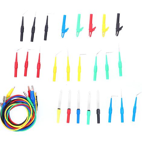 Câble de test connecteur banane vers pince crocodile, fil de raccordement avec sonde arrière, kit complet (1/5)