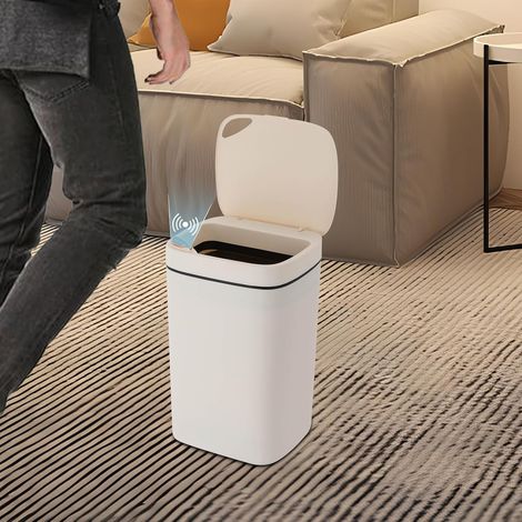 Poubelle de capteur automatique, grande capacité de 16l, laiteux, idéal pour la cuisine et la salle de bains, résistant aux odeurs, 23  20  36cm