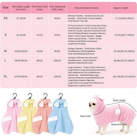 Bata/toalla para mascotas,Ropa seca para mascotas,Toalla de baño para mascotas,Suave y de secado rápido,Apto para mascotas de 3,6 a 9 kg,Rosa (1/4)