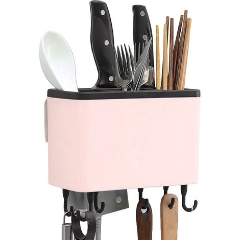 Étagère murale de cuisine rose, rangement pratique, support de drainage suspendu multifonction, organisateur pour maison. (1/5)
