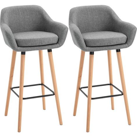 Lot de 2 tabourets hauts OSTER gris chiné (1/5)