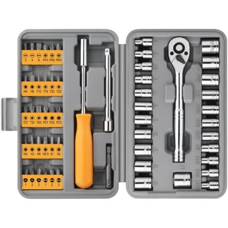 57 PCS douille métrique alimentation écrou tournevis extracteur foret Kit, kit d'outils magnétiques clé à douille métrique (1/5)