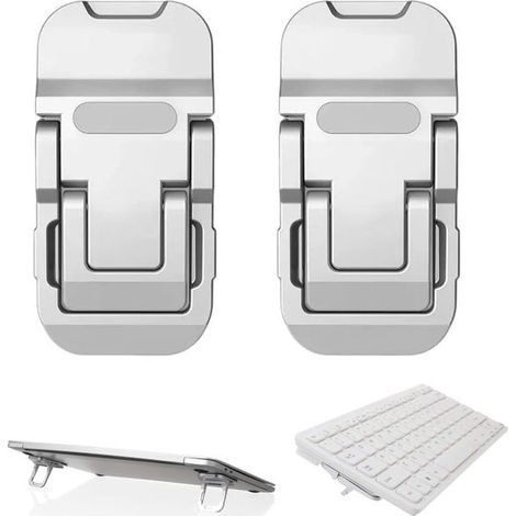 2 Pcs Mini Rehausseurs de Clavier, Supports pour Ordinateur Portable en Aluminium, Support Clavier Ordinateur, Rehausseurs de Laptop Pliable Invisibl (1/5)