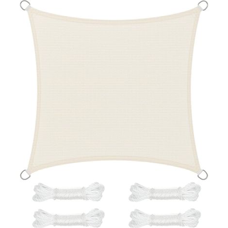 ZOLGINAH Toldo Vela 3 x 3 m, Tela HDPE Protección Solar, Transpirable, Permeable al Agua, para Patio, Jardín, Balcón, Camping, Cuadrado, Cóncavo, Beige (1/5)