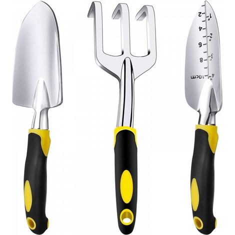 Ensemble d'outils agricoles, 3 pièces, en alliage d'aluminium, outils de jardinage (ensemble jaune 3 pièces) (1/5)