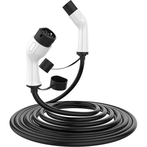 Cable de Vehículo Eléctrico Growatt Tipo 2 a Tipo 2 Cable de Carga EV 32A 7kW 5m  Negro/Blanco   IluminaShop