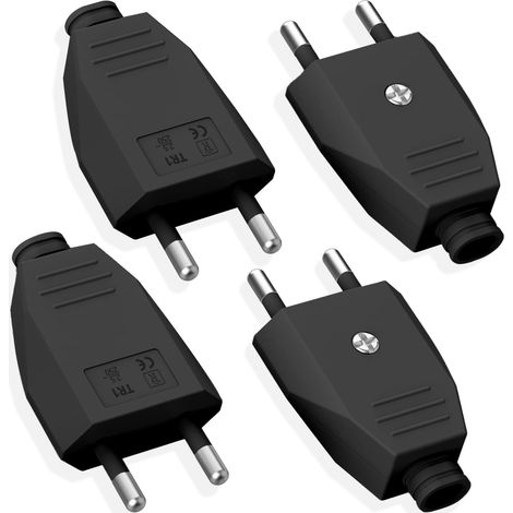 4 Pièces Fiche Male Prise Electrique, Prise Electrique Male 250V 2.5A, Prise Male Plate, Fiche Euro Schuko Fiche D'alimentation Domestique Décorative à Encastrer ou à Remplacer, pour IntéRieur Apparei (1/5)