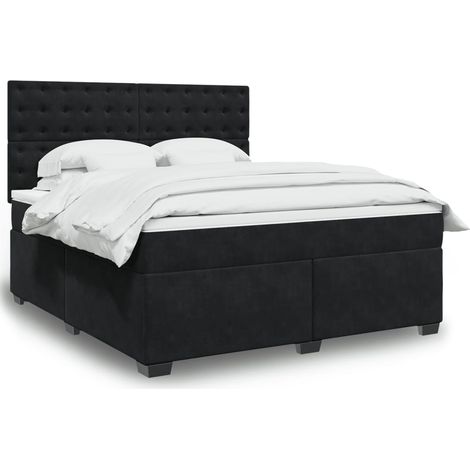 Boxspringbett mit Matratze Schwarz 180x200 cm Samt