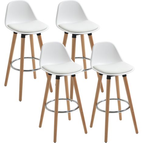 Chaise de Bar - HOMCOM - PU - 38.5x42.5x91cm - Blanc (1/5)