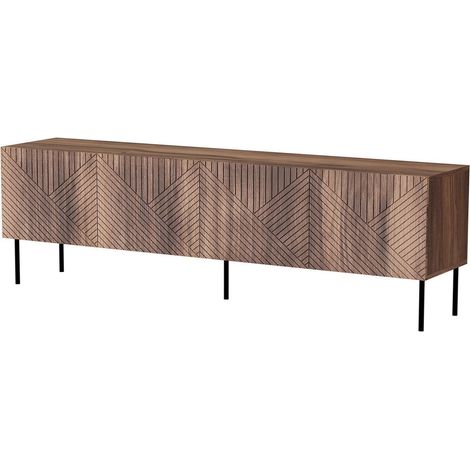 Meuble TV Marea, buffet de salon à quatre portes battantes, surélevé du sol, 190x40 h58 cm, noyer (1/4)