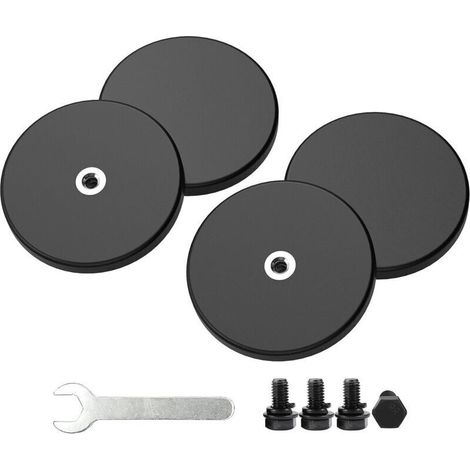 Lot de 4 aimants puissants caoutchoutés antidérapants - Dimensions : Ø 43 mm - Force d'adhérence : 15 kg - Socle de montage magnétique pour barres lumineuses et miroirs supplémentaires pour