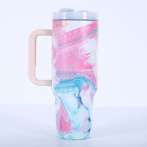 Gobelet isotherme portable de deuxième génération en acier inoxydable 304, grande capacité, avec poignée isolante et motif peinture. (1/5)