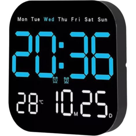 1 Horloge murale LED, affichage numérique, température, date, alarme, télécommande, bureau (1/5)