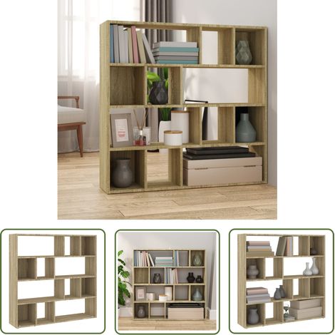 The Living Store Bücherregal/Raumteiler Sonoma-Eiche 105x24x102 cm - Buche Regal - Raumteiler - Wohnzimmermöbel - Eiche Möbel - Holz Regalsystem (1/5)