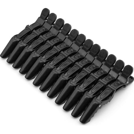 10 Pinces Crocodile Coiffure Salon, Pinces à Cheveux en Plastique avec Revêtement Antidérapant et Dents Larges pour Coiffage (1/5)