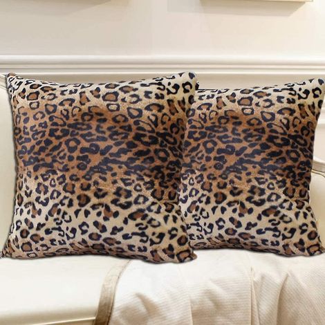 Green Mobility-20x20 Pouces Animal Sauvage Peau De Léopard Doux Coussin Couvre 2 Pcs Housse De Coussin Pour Enfants Canapé Maison Doux En Peluche Guépard Taies D'oreiller Animal Peau Cushio (1/5)