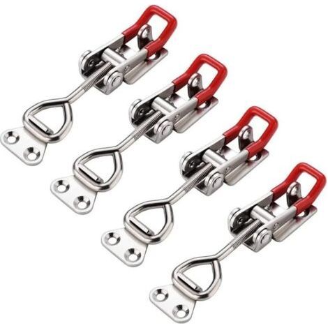 Ahlsen Adjustable Toggle Latches, Toggle Latch, Box Latch, Adjustable Toggle Clamp Lever Clasp, 4 Pieces Clamping Latches, Load Capacity Up to 180kg/400lbs (1/5)